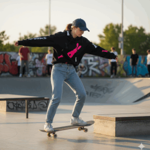 Crna multicolor Rabbit hoodie s velikim šarenim printom, nošena na modelu – streetwear stil.